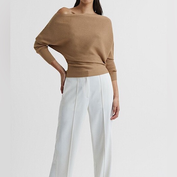 NWOT REISS "LORNA" ASYMMETRIC KNIT CAMEL L/S TOP, SIZE S - Picture 8 of 10